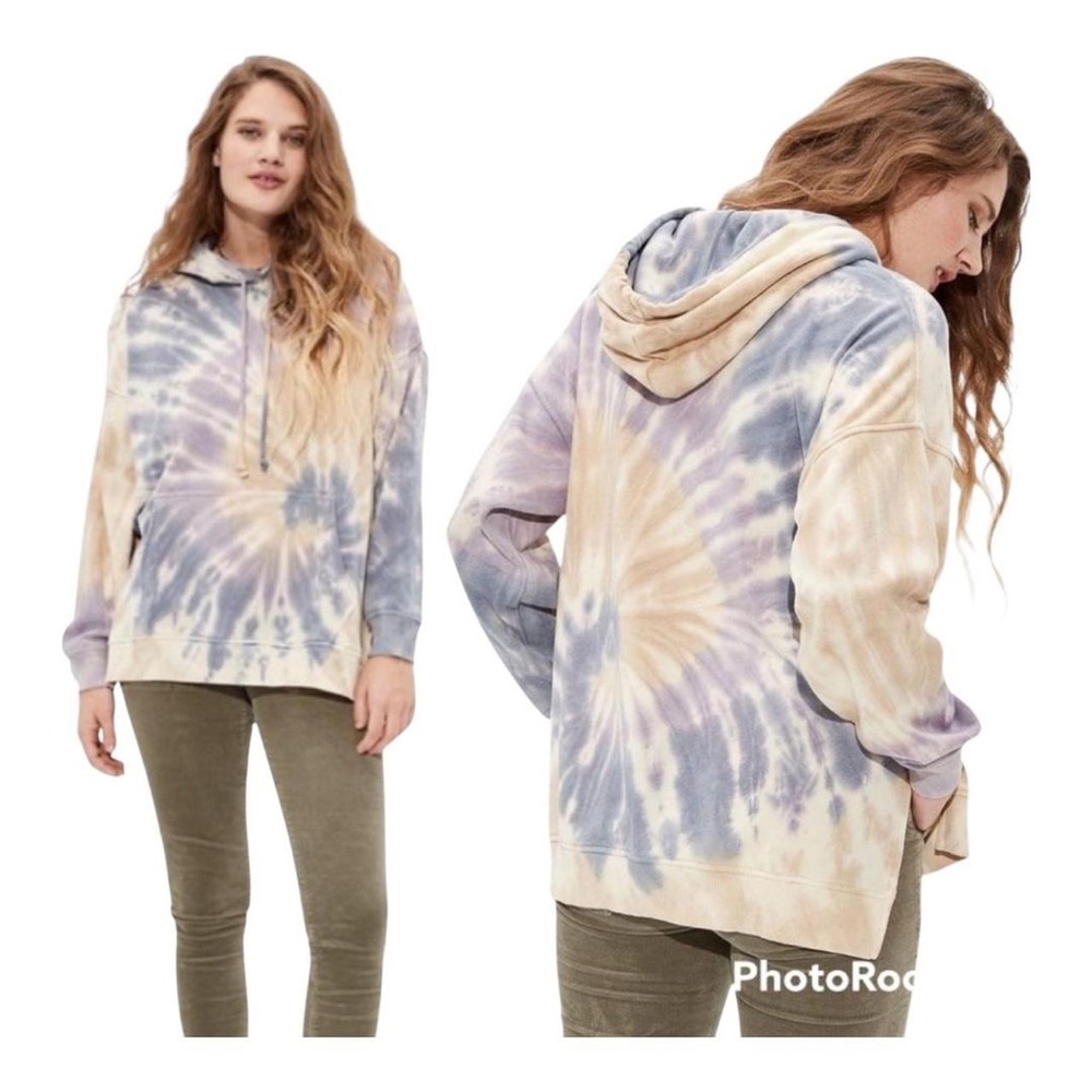 Tie-Dye Hoodie in Purple and Tan Size L